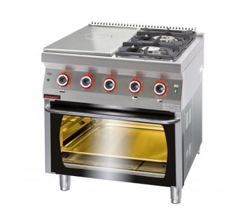 Plynový sporák s varnou deskou - elektrická trouba Kromet 700.KG-2/I-400/PE-2