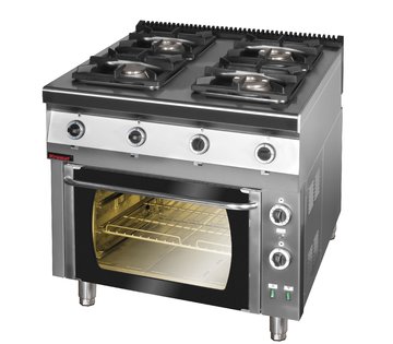 Plynový sporák s elektrickou horkovzdušnou troubou Kromet 900.KG-4PE/1T