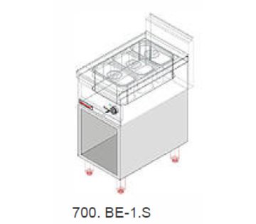 El. vodní lázeň s uzavřenou podestavbou 700.BE-1.S