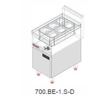 El. vodní lázeň s podestavbou s dvířky 700.BE-1.S-D