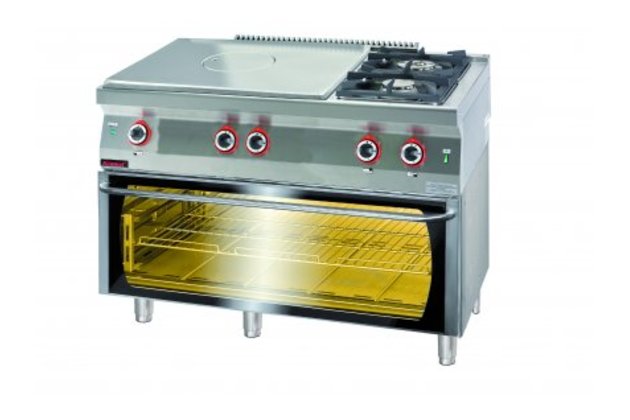 Plynový sporák s varnou deskou - elektrická trouba Kromet 700.KG-2/I-800/PE-3