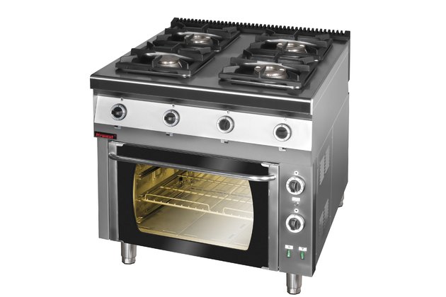 Plynový sporák s elektrickou horkovzdušnou troubou Kromet 900.KG-4PE/1T