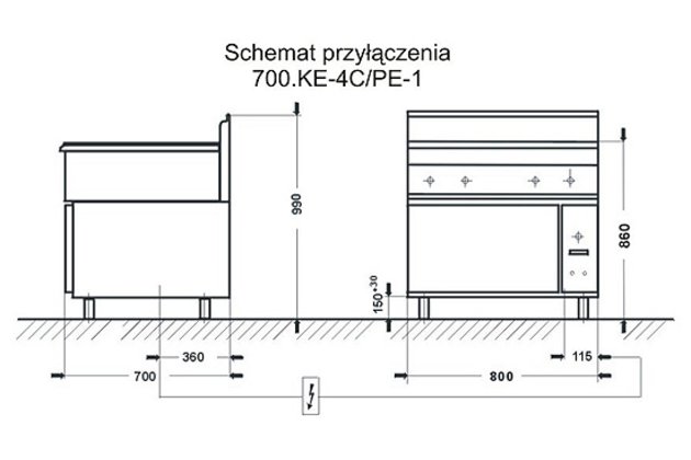 4 plotny sklokeramika s el. troubou linie 700.KE-4C/PE-12
