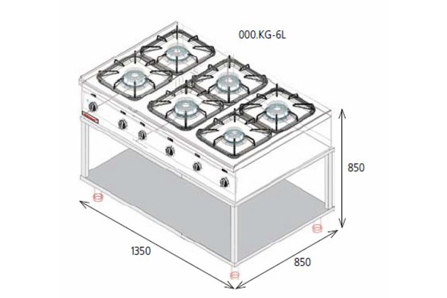6 hořáku samostatná 000.KG-6.L2