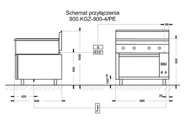 4 hořáky s el. troubou linie 900.KG-4PE/T2